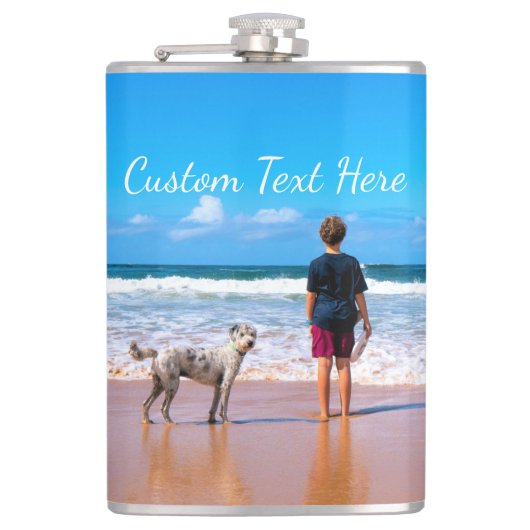 Benutzerdefiniertes Foto und Textflasche - Design Flachmann (Vorderseite)