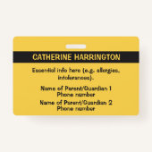 Benutzerdefiniertes Foto- und Textkids-ID-Abzeiche Ausweis (Rückseite)