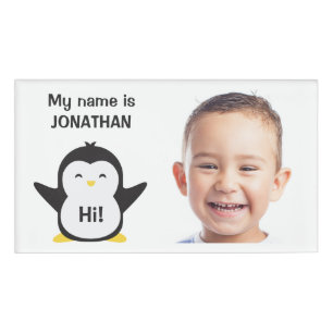 Benutzerdefiniertes Foto- und Textkids-ID-Abzeiche Namenschild