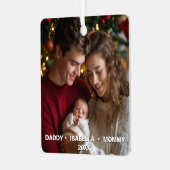 Benutzerdefiniertes Foto und Textpaar mit neuem Ba Ornament Aus Metall (Vorderseite links)