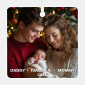 Benutzerdefiniertes Foto und Textpaar mit neuem Ba Ornament Aus Metall (Vorderseite)