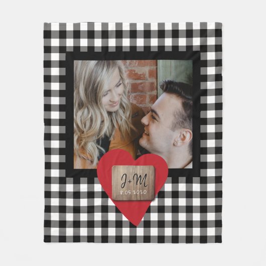 Benutzerdefiniertes Foto Valentinstag - Initialzün Fleecedecke (Vorderseite)
