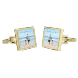 Benutzerdefiniertes Foto Verlinkt mit Ihren Fotos  Manschettenknöpfe Gold