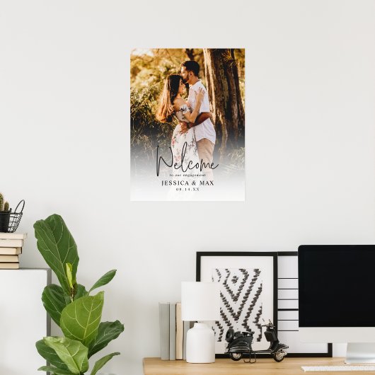 Benutzerdefiniertes Foto Verlobung Begrüßungszeich Poster (Heimbüro)