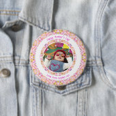 Benutzerdefiniertes Foto Vibrant Pink Happy Green Button (Beispiel)