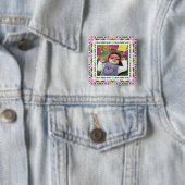 Benutzerdefiniertes Foto Vibrant Pink Happy Green Button (Beispiel)