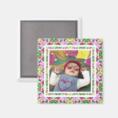 Benutzerdefiniertes Foto Vibrant Pink Happy Green Magnet (Vorderseite/Rückseite)