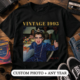 Benutzerdefiniertes Foto Vintage 1995 Geburtstag T-Shirt