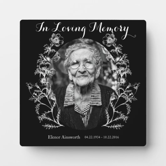 Benutzerdefiniertes Foto Vintage Blume Schwarz-wei Fotoplatte (Vorderseite)