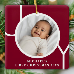 Benutzerdefiniertes Foto vom ersten Weihnachten de Keramikornament