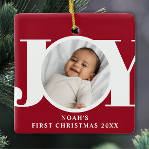 Benutzerdefiniertes Foto vom ersten Weihnachten de Keramikornament