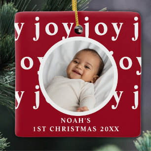 Benutzerdefiniertes Foto vom ersten Weihnachten de Keramikornament