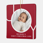 Benutzerdefiniertes Foto vom ersten Weihnachten de Keramikornament (Links)