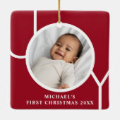 Benutzerdefiniertes Foto vom ersten Weihnachten de Keramikornament (Rückseite)