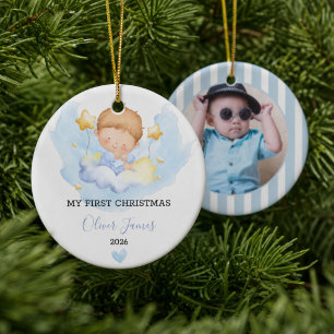 Benutzerdefiniertes Foto von Babyjungen mit Wasser Keramik Ornament