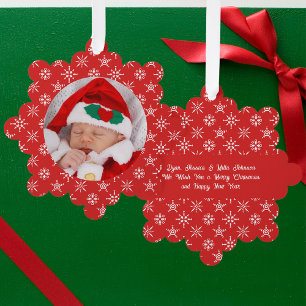 Benutzerdefiniertes Foto Weihnachtsmann Baby Schne Ornament Karte