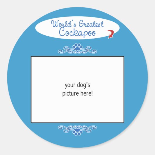 Benutzerdefiniertes Foto! Weltbest Cockapoo Runder Aufkleber (Vorderseite)