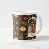 Benutzerdefiniertes Foto Winter Botanisches Muster Jumbo-Tasse (Vorderseite Rechts)