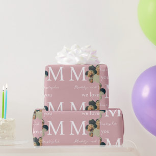 Benutzerdefiniertes Foto Wir lieben dich Mama Rosa Geschenkpapier