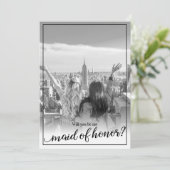 Benutzerdefiniertes Foto wird meine Trauzeugin sei Einladung (Stehend Vorderseite)