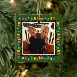 Benutzerdefiniertes Foto Xmas Leuchten auf grüner Keramikornament