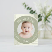Benutzerdefiniertes Foto zum 1. Geburtstag - Perso Postkarte (Stehend Vorderseite)