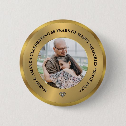 Benutzerdefiniertes Foto zum 50. Hochzeitstag Button (Vorderseite)