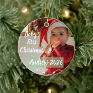 Benutzerdefiniertes Foto zum ersten Weihnachten de Keramik Ornament