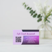 Benutzerdefiniertes Foto Zurück Lila Glitzer QR-Co Visitenkarte (Stehend Vorderseite)