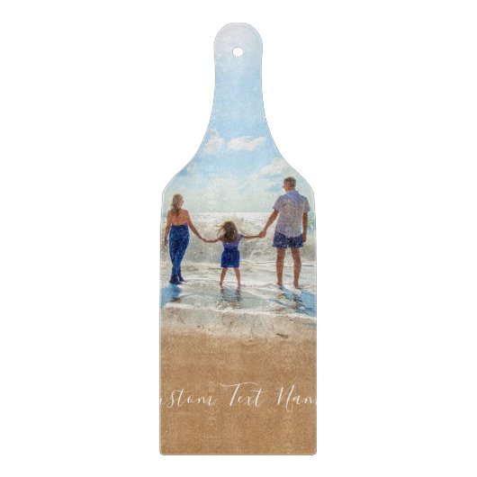 Benutzerdefiniertes Foto-Zuschnitt mit Text Schneidebrett (Vorderseite)