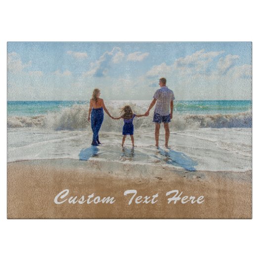 Benutzerdefiniertes Foto-Zuschnitt mit Text Schneidebrett (Vorderseite)