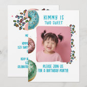 Benutzerdefiniertes Foto Zwei Niedliche 2. Geburts Einladung (Vorne/Hinten)