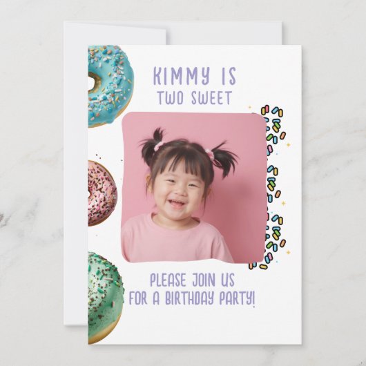 Benutzerdefiniertes Foto Zwei Niedliche 2. Geburts Einladung (Vorderseite)