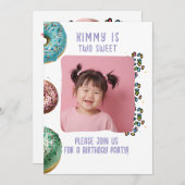 Benutzerdefiniertes Foto Zwei Niedliche 2. Geburts Einladung (Vorne/Hinten)