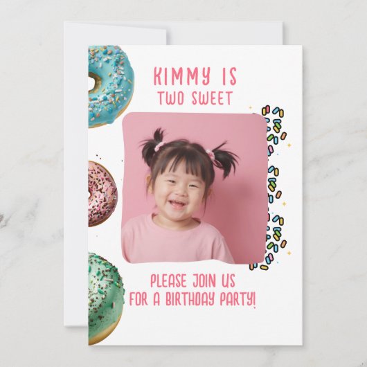 Benutzerdefiniertes Foto Zwei Niedliche 2. Geburts Einladung (Vorderseite)
