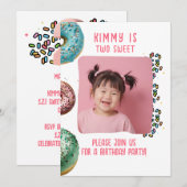 Benutzerdefiniertes Foto Zwei Niedliche 2. Geburts Einladung (Vorne/Hinten)