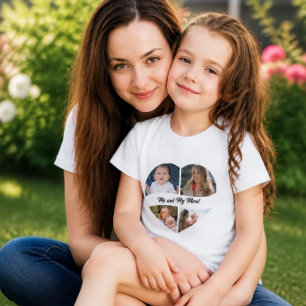 Benutzerdefiniertes Fotocollage-Herz Mädchen T-Shi T-Shirt