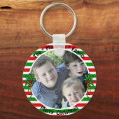 Benutzerdefiniertes Fotomodell Rote grüne Streifen Schlüsselanhänger (Vorderseite)