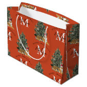 Benutzerdefiniertes Frohe Weihnachten Monogramm Ti Große Geschenktüte (Rückseite Schrägansicht)