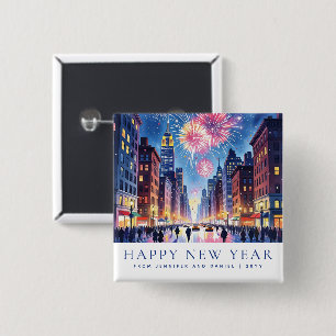 Benutzerdefiniertes Frohes Neues Jahr New York Cit Button