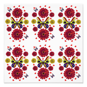 Benutzerdefiniertes Frühlings-Schmetterling-Blumen Fotodruck