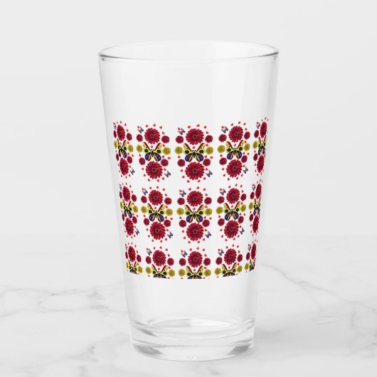 Benutzerdefiniertes Frühlings-Schmetterling-Blumen Glas (Vorderseite)