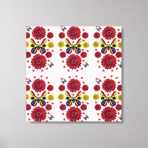 Benutzerdefiniertes Frühlings-Schmetterling-Blumen Leinwanddruck