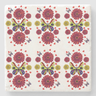 Benutzerdefiniertes Frühlings-Schmetterling-Blumen Steinuntersetzer