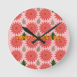 Benutzerdefiniertes Frühlingsblumen-Frauen-Tag Pat Runde Wanduhr