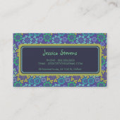 Benutzerdefiniertes Funky Abstrakt Blue Floral Mus Visitenkarte (Rückseite)