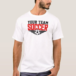 Benutzerdefiniertes Fußballteam Rot Text T-Shirt