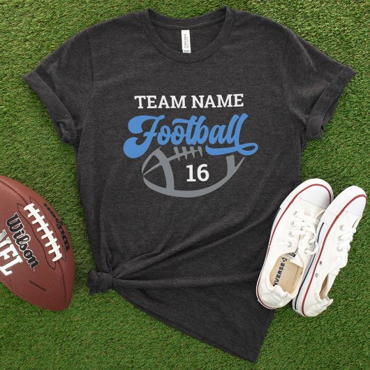 Benutzerdefiniertes Fußballteam-Script Blau Schwar Tri-Blend Shirt