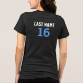 Benutzerdefiniertes Fußballteam-Script Blau Schwar Tri-Blend Shirt (Rückseite)