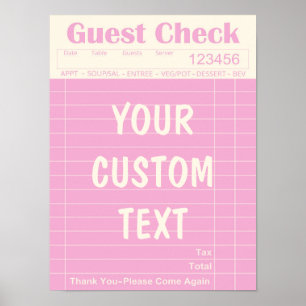 Benutzerdefiniertes Gastcheck-Küchenwandkunstposte Poster